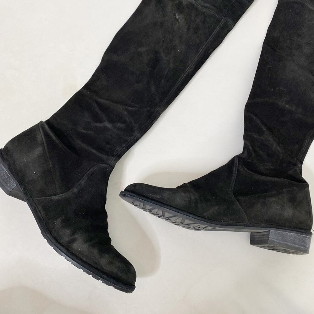 Stuart Weitzman Lowland Stretch Leather Suede Over-the-Knee Boots Black Size 7 - Picture 4 of 9